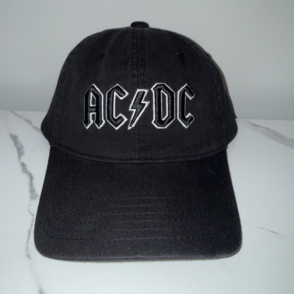 AC/DC Black Dad Hat Adjustable Rock Band Baseball Cap Embroidered Logo One Size